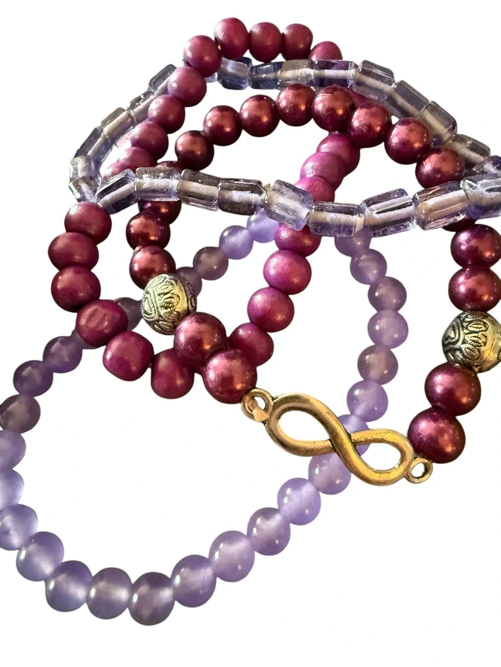 Large Purple Beaded Stackable Bracelets Set -13 Bracelets Beautiful 💜